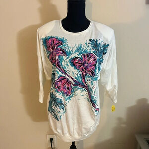 Vintage Deadstock Floral Top With Shoulder Pads